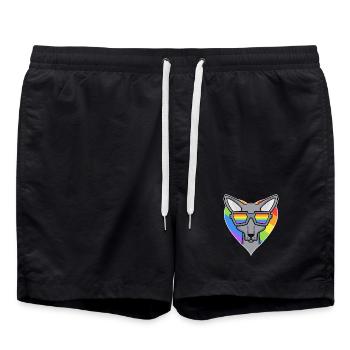 Gay Regenbogen - Katze mit Brille - Sphynx - Badeshorts - Schwarz - Vorne - AI Model Male 185 light (185cm)