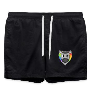 Gay LGBT Animal Donkey Rainbow Heart - Short de bain - noir - Devant - AI Model Male 185 light (185cm)