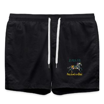 Je peux pas mon cheval m'attend - florale poney - Short de bain - noir - Devant - AI Model Male 185 light (185cm)