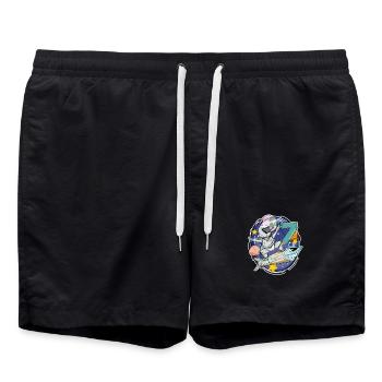 7th Birthday - 7 Years Astronaut Boy Gift - Swim Trunks - black - Front - AI Model Male 185 light (185cm)