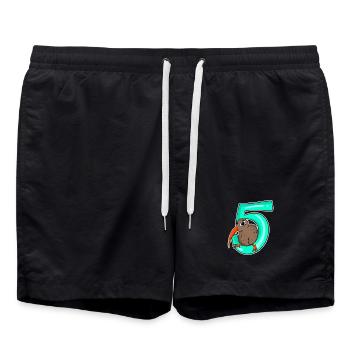 5 Jahre alt - 5. Geburtstag mit Tier Motiv - Badeshorts - Schwarz - Vorne - AI Model Male 185 light (185cm)