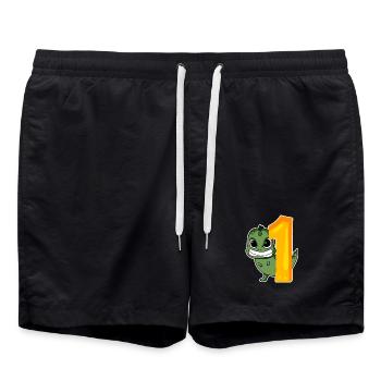 1 Jahr alt - Einschulung - Dinosaurier Motiv - Badeshorts - Schwarz - Vorne - AI Model Male 185 light (185cm)