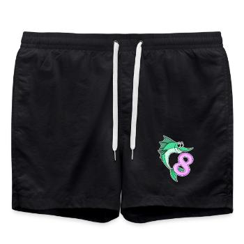 8 Years Old - 8th Birthday with Animal Motif - Swim Trunks - black - Front - AI Model Male 185 light (185cm)