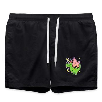 4 Jahre alt - 4. Geburtstag mit Tier Motiv - Badeshorts - Schwarz - Vorne - AI Model Male 185 light (185cm)
