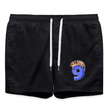 9 Jahre alt - 9. Geburtstag mit Tier Motiv - Badeshorts - Schwarz - Vorne - AI Model Male 185 light (185cm)