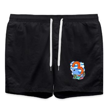 3 Jahre alt - 3. Geburtstag mit Tier Motiv - Badeshorts - Schwarz - Vorne - AI Model Male 185 light (185cm)