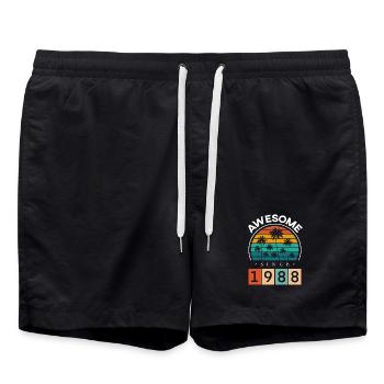 1988 Born Birthday Year of birth vintage - Swim Trunks - black - Front - AI Model Male 185 light (185cm)
