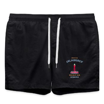Schweden, Leuchtturm Pater Noster, Urlaubsreif - Badeshorts - Schwarz - Vorne - AI Model Male 185 light (185cm)