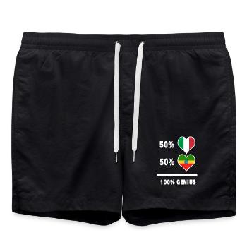 Ethiopia and Italy flags 100% genius - Swim Trunks - black - Front - AI Model Male 185 light (185cm)