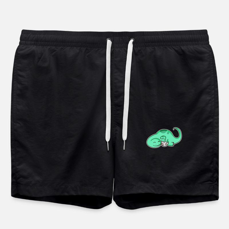 Dinosaure avec bébé dinosaure - Short de bain - noir