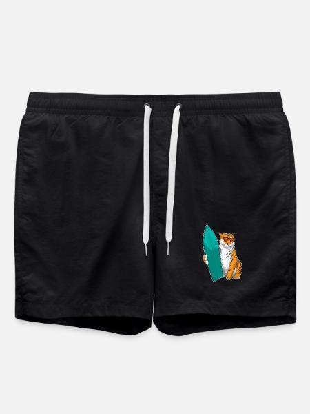 Tiger Surfing Surfboard Summer - Swim Trunks - black
