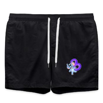 8 years old - 8th birthday with animal motif - Swim Trunks - black - Front - AI Model Male 185 light (185cm)