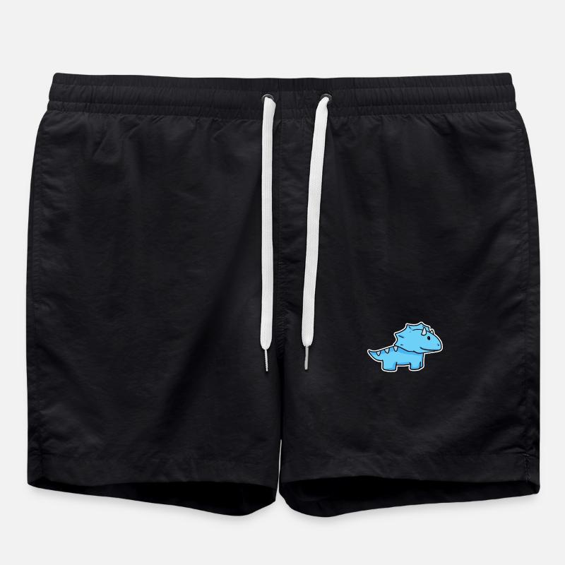 Dino Dinosaur Blue - Swim Trunks - black