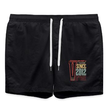 2012 Anniversaire Année de naissance Année de construction Vintage Rétro - Short de bain - noir - Devant - AI Model Male 185 light (185cm)
