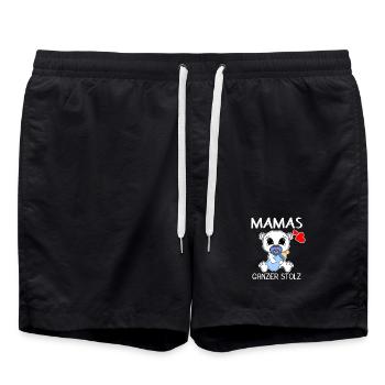Baby Geburt Schwanger Babyspruch Sprüche - Badeshorts - Schwarz - Vorne - AI Model Male 185 light (185cm)