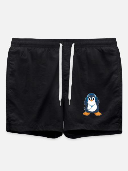 Penguin Headphone Music - Swim Trunks - black