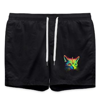 Katzen-Alien - Badeshorts - Schwarz - Vorne - AI Model Male 185 light (185cm)