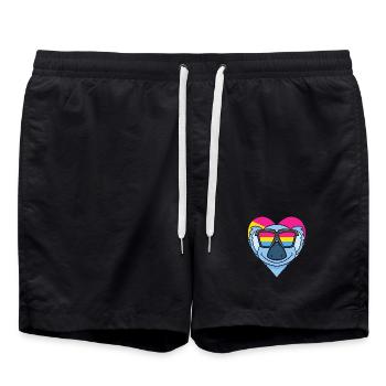 Pansexual Koala Heart Gift - Swim Trunks - black - Front - AI Model Male 185 light (185cm)