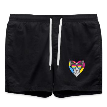 Pansexual Cat Oriental Shorthair Heart - Swim Trunks - black - Front - AI Model Male 185 light (185cm)