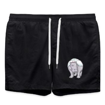 Hippo Bride Wedding - Swim Trunks - black - Front - AI Model Male 185 light (185cm)