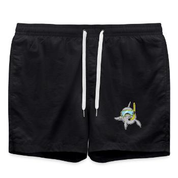 Delfin Taucher Schnorchel Tauchen - Badeshorts - Schwarz - Vorne - AI Model Male 185 light (185cm)