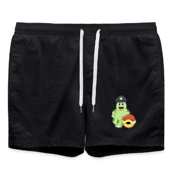 Schildkröte Polizist Polizeimütze Polizei - Badeshorts - Schwarz - Vorne - AI Model Male 185 light (185cm)