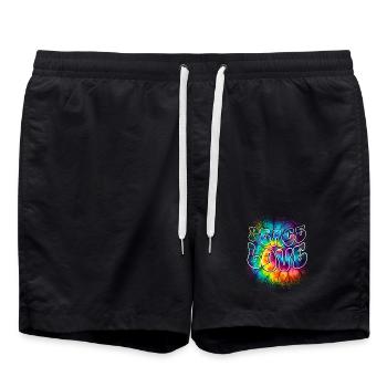 Peace Love Tie Dye - Swim Trunks - black - Front - AI Model Male 185 light (185cm)