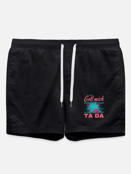 Bunter Schrift-Splash TA DA - Badeshorts - Schwarz