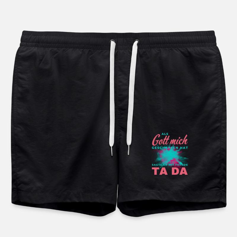 Bunter Schrift-Splash TA DA - Badeshorts - Schwarz
