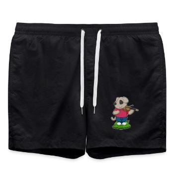 Hund Musiker Geige Musik - Badeshorts - Schwarz - Vorne - AI Model Male 185 light (185cm)