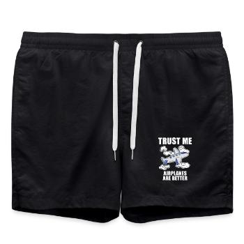 Airplanes Airplane Pilot Gift - Swim Trunks - black - Front - AI Model Male 185 light (185cm)
