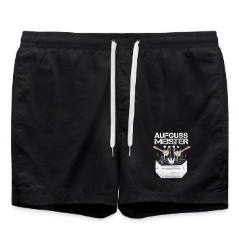 Sauna Aufguss Meister - Badeshorts - Schwarz - Vorne - AI Model Male 185 light (185cm)