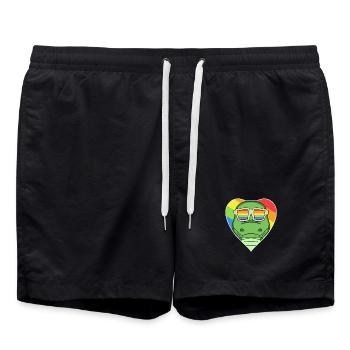 Rainbow - Crocodile with glasses - Swim Trunks - black - Front - AI Model Male 185 light (185cm)