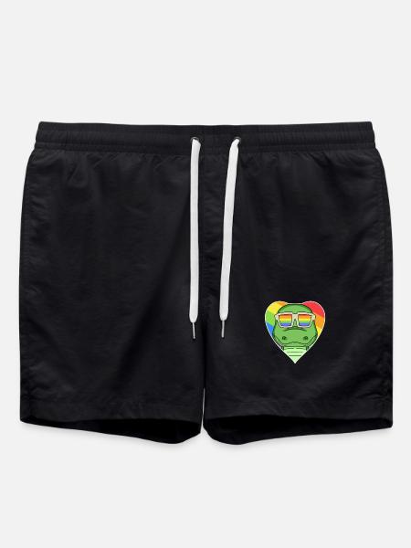 Rainbow - Crocodile with glasses - Swim Trunks - black