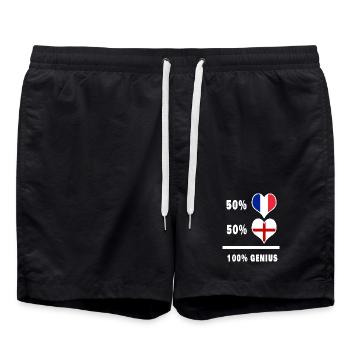 Angleterre et France Drapeaux 100% géniaux - Short de bain - noir - Devant - AI Model Male 185 light (185cm)