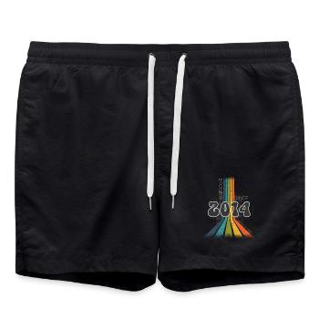2014 Jahrgang Geburtstag Groovy Vintage Retro - Badeshorts - Schwarz - Vorne - AI Model Male 185 light (185cm)