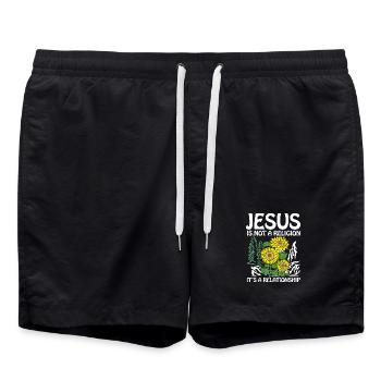Jesus is not a religion it s a relationship - Badeshorts - Schwarz - Vorne - AI Model Male 185 light (185cm)