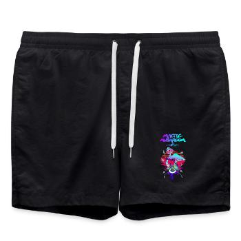 Coucher de soleil sur les champignons magiques - Short de bain - noir - Devant - AI Model Male 185 light (185cm)