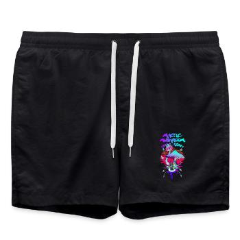 Zauberpilze psychedelischer Sonnenuntergang - Badeshorts - Schwarz - Vorne - AI Model Male 185 light (185cm)