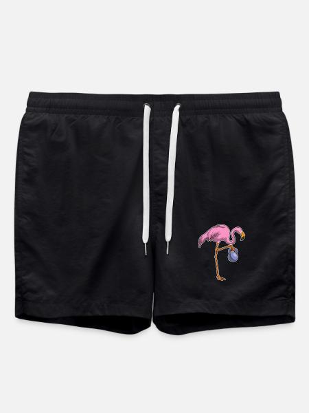 Flamingo Bodybuilder Dumbbell Bodybuilding - Swim Trunks - black