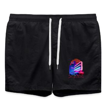 Retro Wave Sport Car 80s Skyline Vaporwave - Short de bain - noir - Devant - AI Model Male 185 light (185cm)