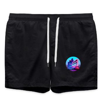 Retro Wave 80s Vaporwave Sunset - Short de bain - noir - Devant - AI Model Male 185 light (185cm)
