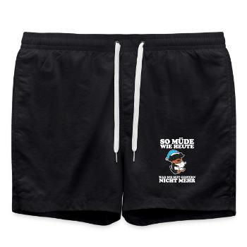 Müde Spruch lustig Schlafen Ausschlafen Faul - Badeshorts - Schwarz - Vorne - AI Model Male 185 light (185cm)