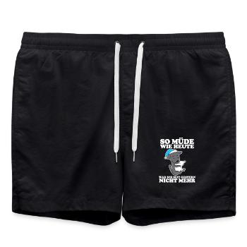 Müde Spruch lustig Schlafen Ausschlafen Faul - Badeshorts - Schwarz - Vorne - AI Model Male 185 light (185cm)