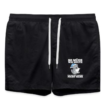 Müde Spruch lustig Schlafen Ausschlafen Faul - Badeshorts - Schwarz - Vorne - AI Model Male 185 light (185cm)
