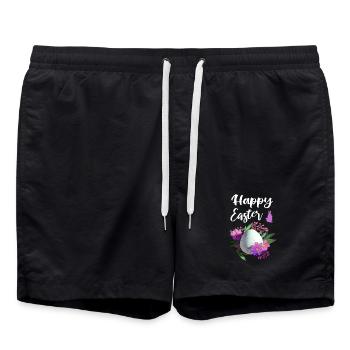 Frohe Ostern Blumen Osterei - Badeshorts - Schwarz - Vorne - AI Model Male 185 light (185cm)