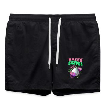 Happy Easter Easter Egg Floral Art - Swim Trunks - black - Front - AI Model Male 185 light (185cm)