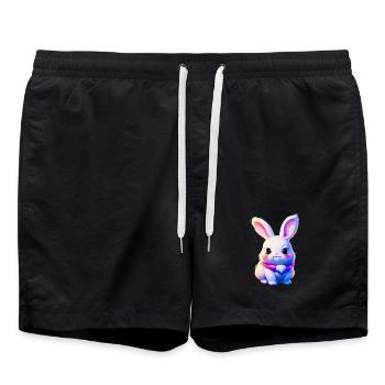 mignon lapin de Pâques - lapin mignon - Short de bain - noir - Devant - AI Model Male 185 light (185cm)