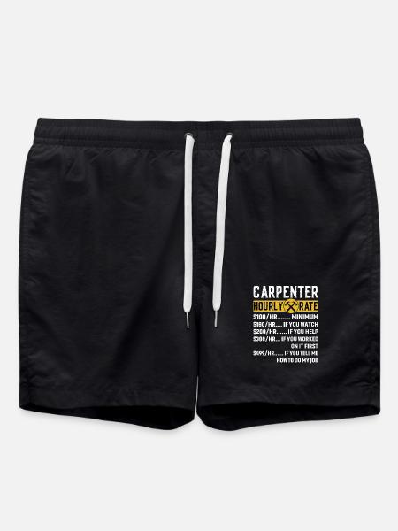 Vintage Carpenter Apparel Woodworking Hourly Rate - Swim Trunks - black