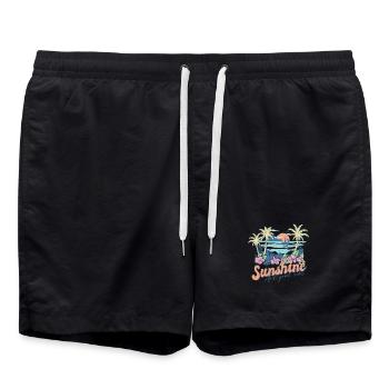 Sunshine And Great Vibes Summer - Swim Trunks - black - Front - AI Model Male 185 light (185cm)